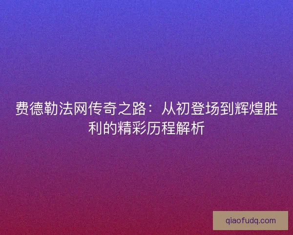 费德勒法网传奇之路：从初登场到辉煌胜利的精彩历程解析