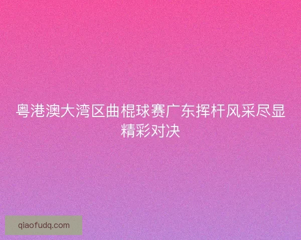 粤港澳大湾区曲棍球赛广东挥杆风采尽显精彩对决