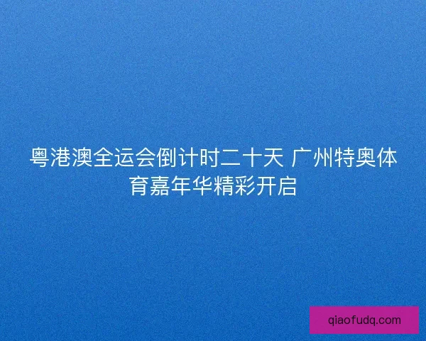 粤港澳全运会倒计时二十天 广州特奥体育嘉年华精彩开启